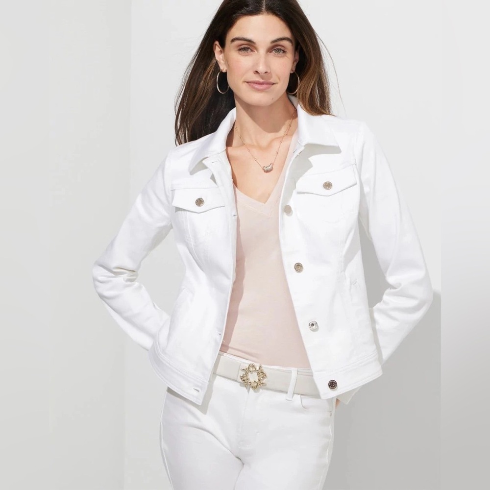 White House Black Market White Jean Jacket